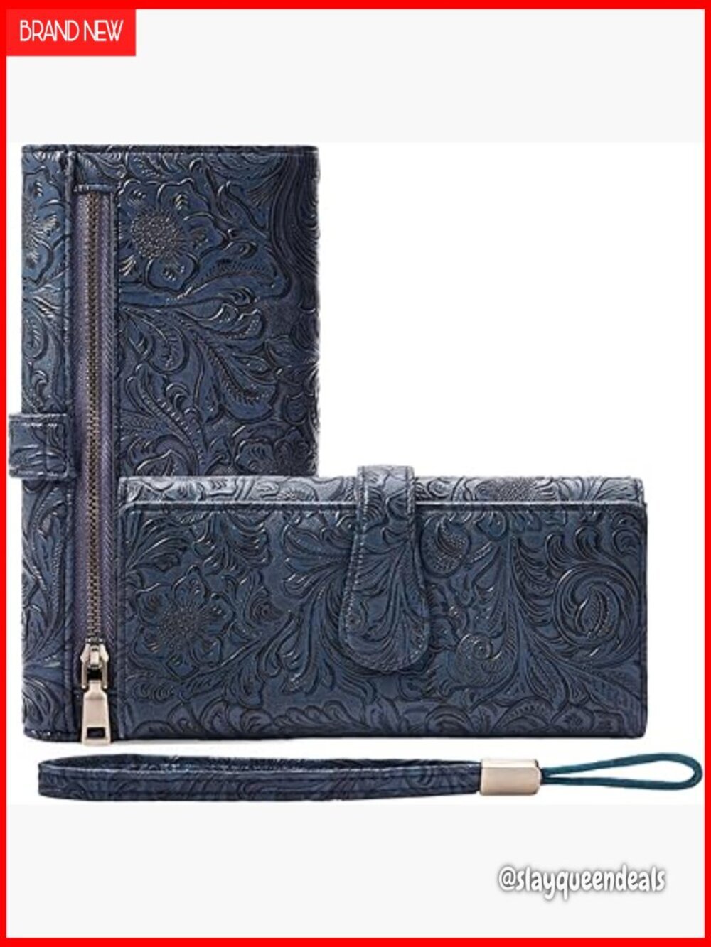 Large Capacity Tri-Fold RFID Blocking Wristlet Wallet Vegan Leather